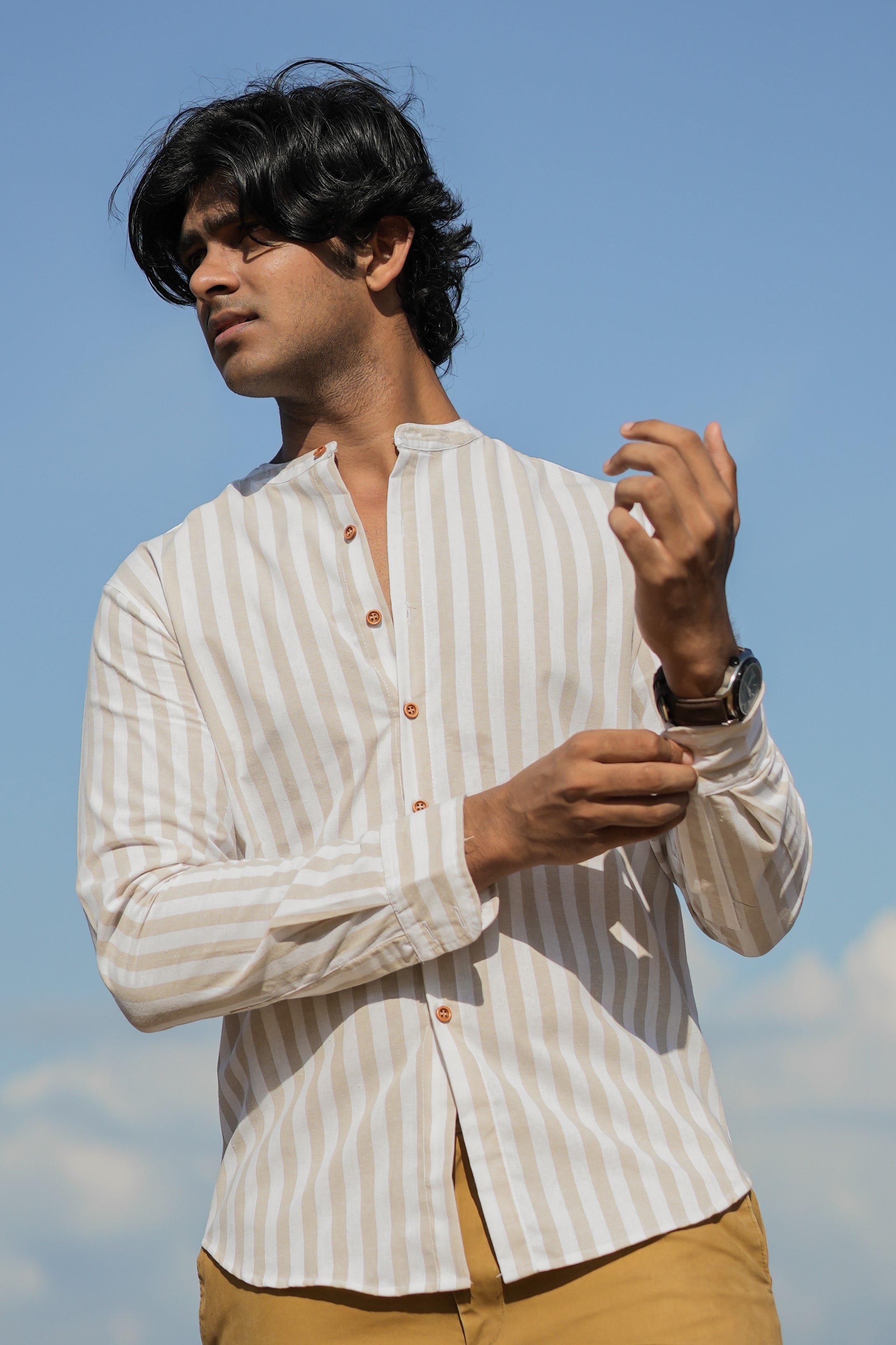 Cinnamon Waves Striped Linen Shirt – Sage & Olive